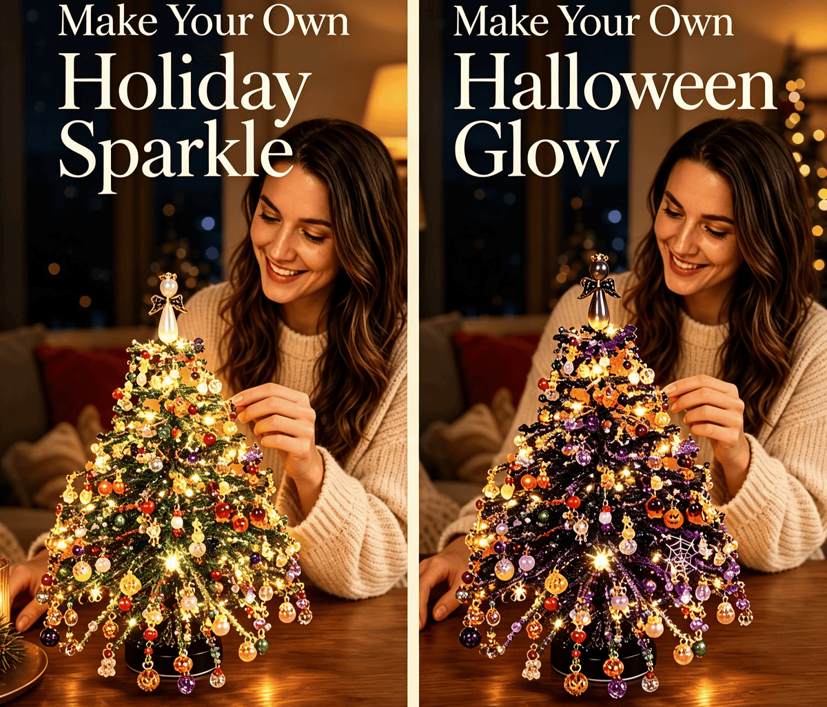 🎄✨ DIY Beaded Christmas Tree Kit – 🎅Create Your Own Sparkling Holiday Decoration