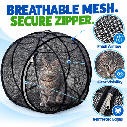 🐱🌿 FreshAir Cat HavenTM – Pop-Up Mesh Playpen