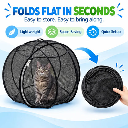 🐱🌿 FreshAir Cat HavenTM – Pop-Up Mesh Playpen