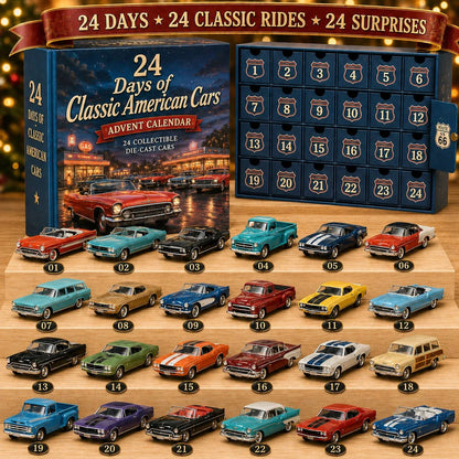 🎁Last Day 49% OFF - ✨24 Days of Classic American Cars Advent Calendar – 24 Vintage Ride Collectibles for Car Lovers🚗