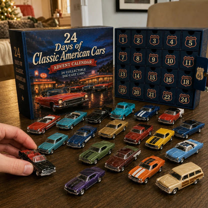 🎁Last Day 49% OFF - ✨24 Days of Classic American Cars Advent Calendar – 24 Vintage Ride Collectibles for Car Lovers🚗