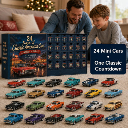 🎁Last Day 49% OFF - ✨24 Days of Classic American Cars Advent Calendar – 24 Vintage Ride Collectibles for Car Lovers🚗