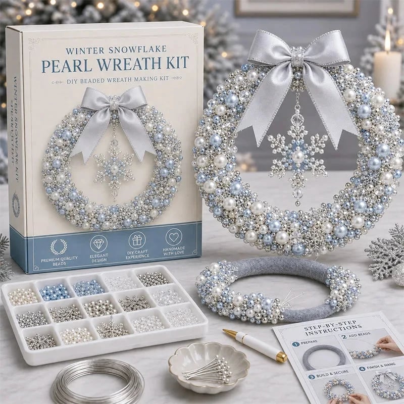 (🎁Last Day 49% OFF)🎄✨DIY Christmas Pearl Beaded Wreath Kit🌸