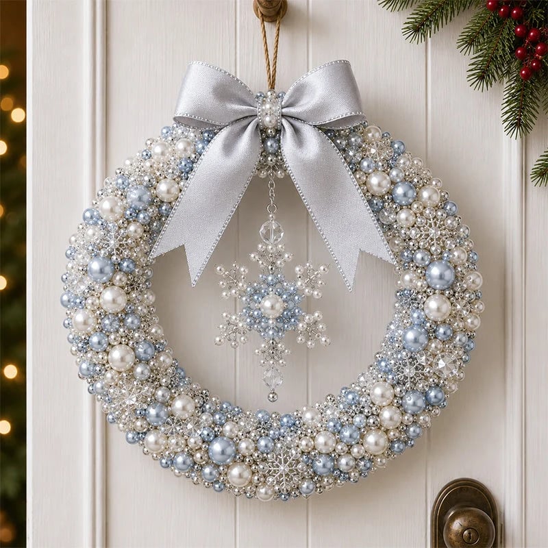 (🎁Last Day 49% OFF)🎄✨DIY Christmas Pearl Beaded Wreath Kit🌸