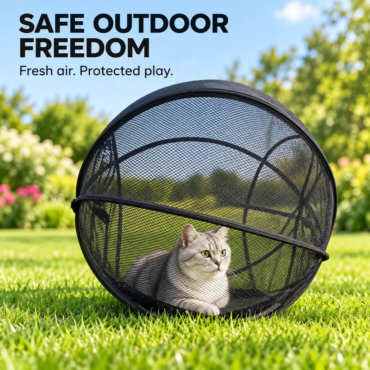 🐱🌿 FreshAir Cat HavenTM – Pop-Up Mesh Playpen